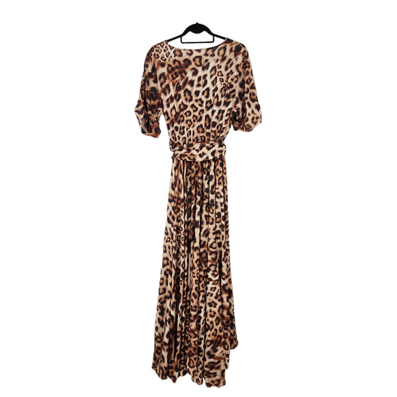 Erika Pena Farrah Sahara Animal Print Wrap Tie Waist Maxi Dress Size XS/S - Picture 2 of 8